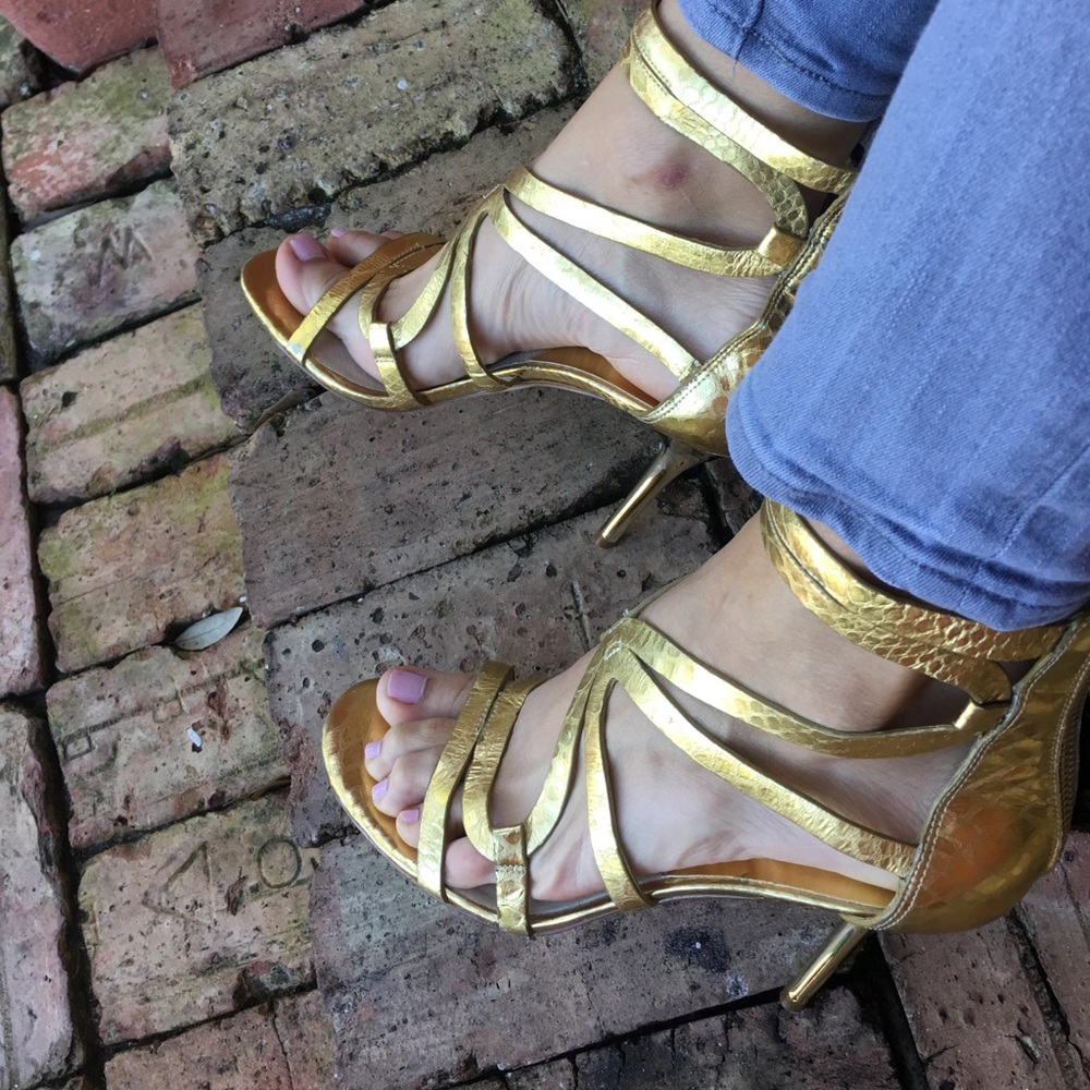 Gold Michael Kors Caged Heel