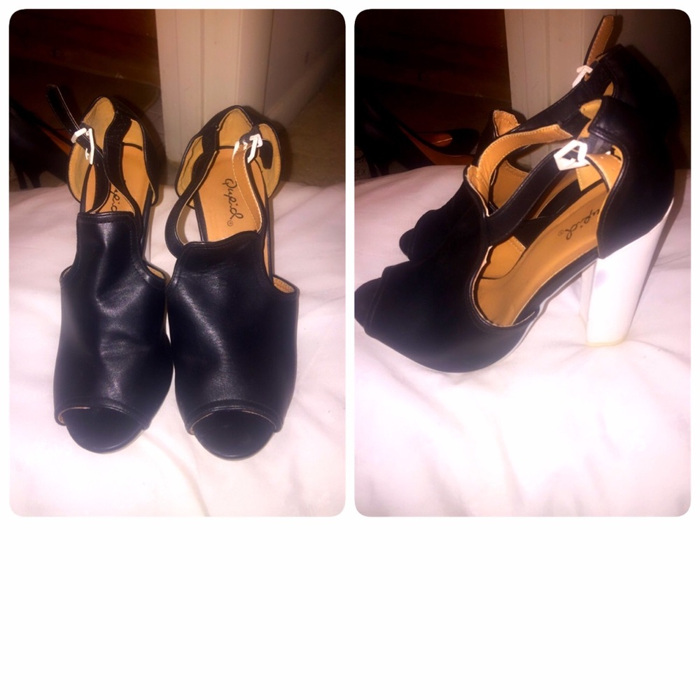 Black and white heels