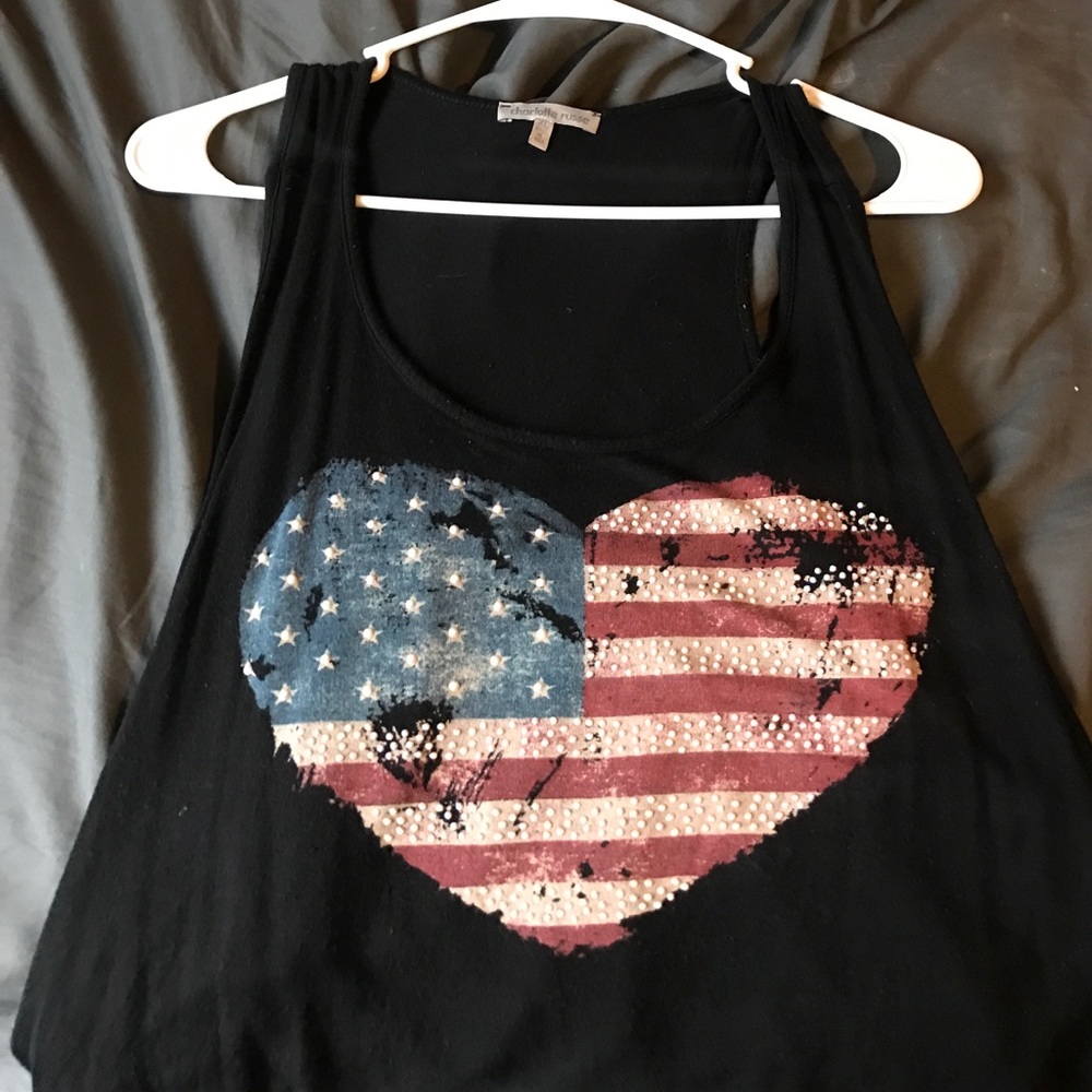 American flag heart crop top