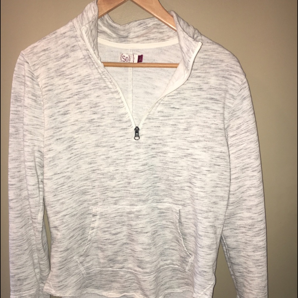 Raw Edge Seamed Detail Grey Quarter Zip