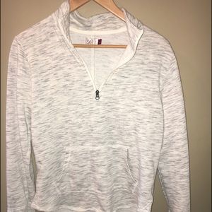 Raw Edge Seamed Detail Grey Quarter Zip