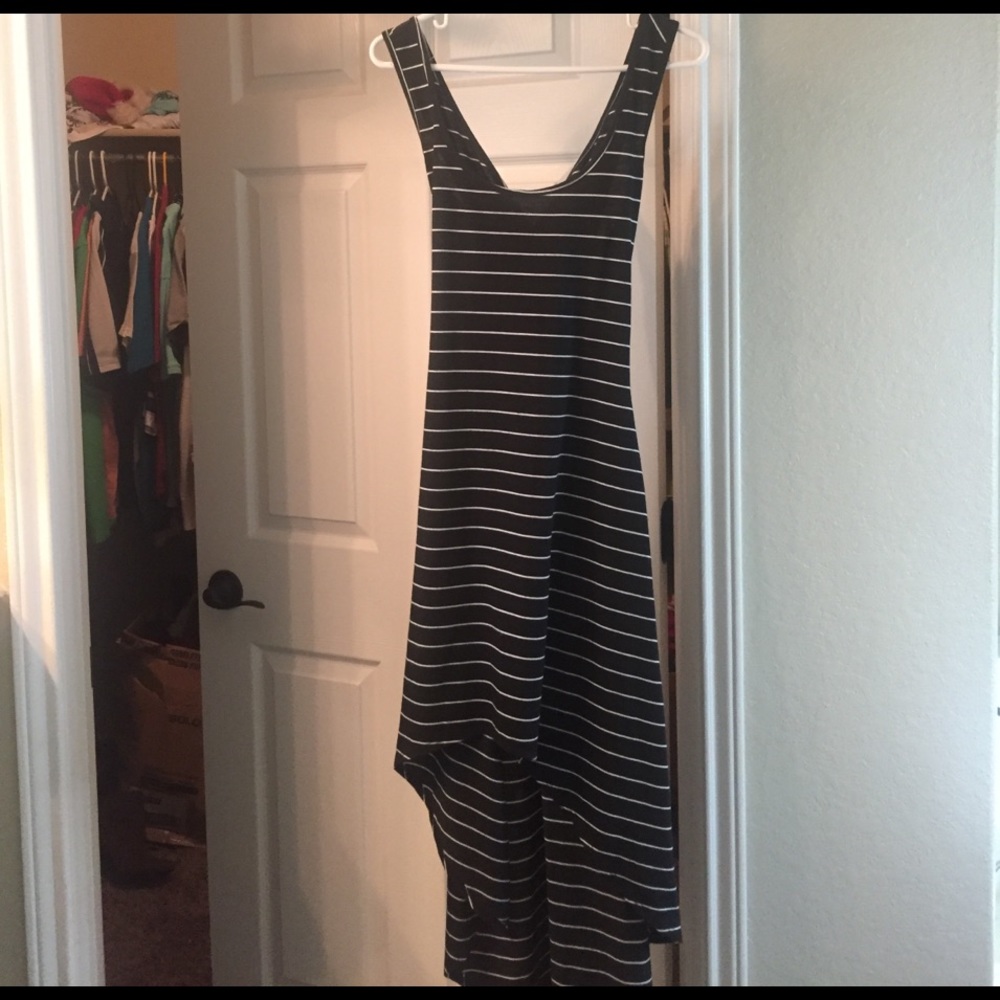 A'gaci Black and white striped maxi dress