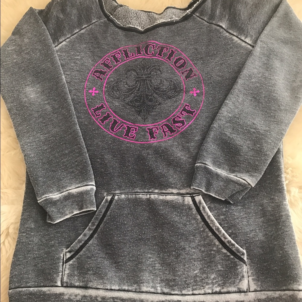 Affliction off the shoulder super soft sweat shirt