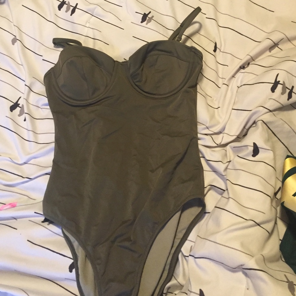 Olive green one piece swimsuit