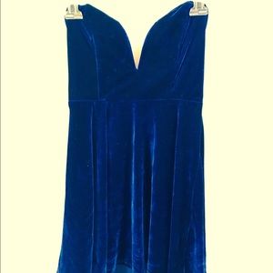 Blue Velvet Strapless Dress