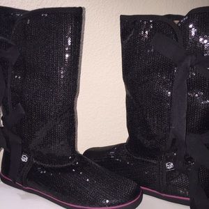Black Sequin Boots