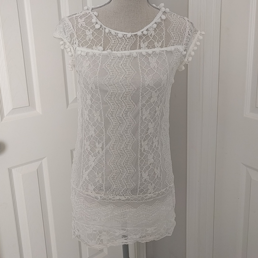 Jeykay lace pom pom shirt or dress size xxs