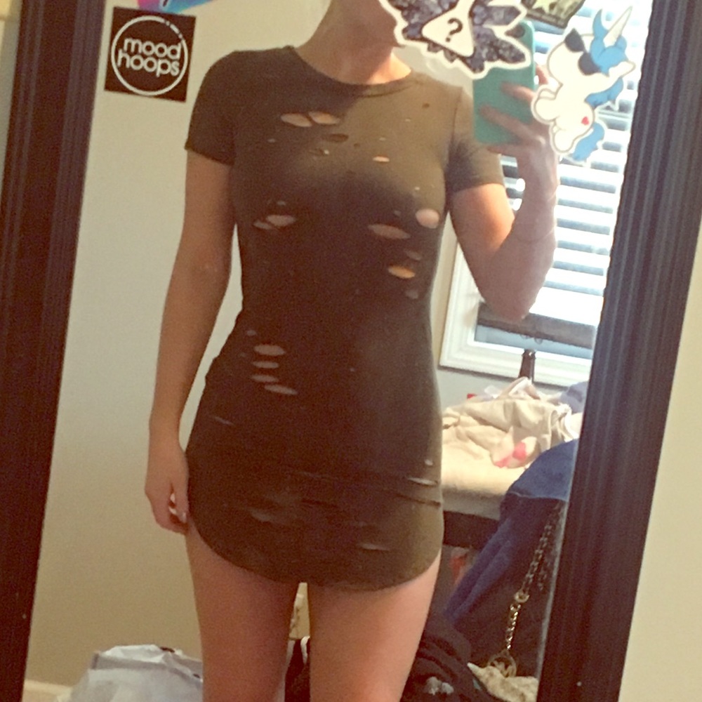 New fashion nova olive green slashed tunic dress