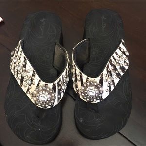 Blingy Zebra Flip Flops