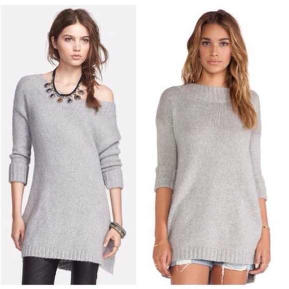 Free People Sweaters - Free People Oversized Wool-Blend Grey Sweater