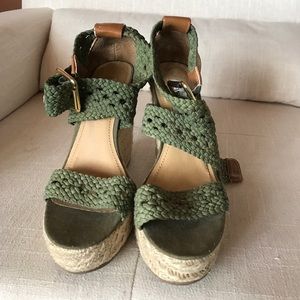 Khaki Green Steve Madden Wedge Heels