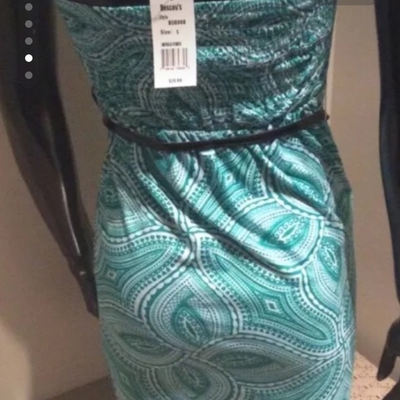 Women's green/white floral print sleeveless dress - Picture 4 of 4