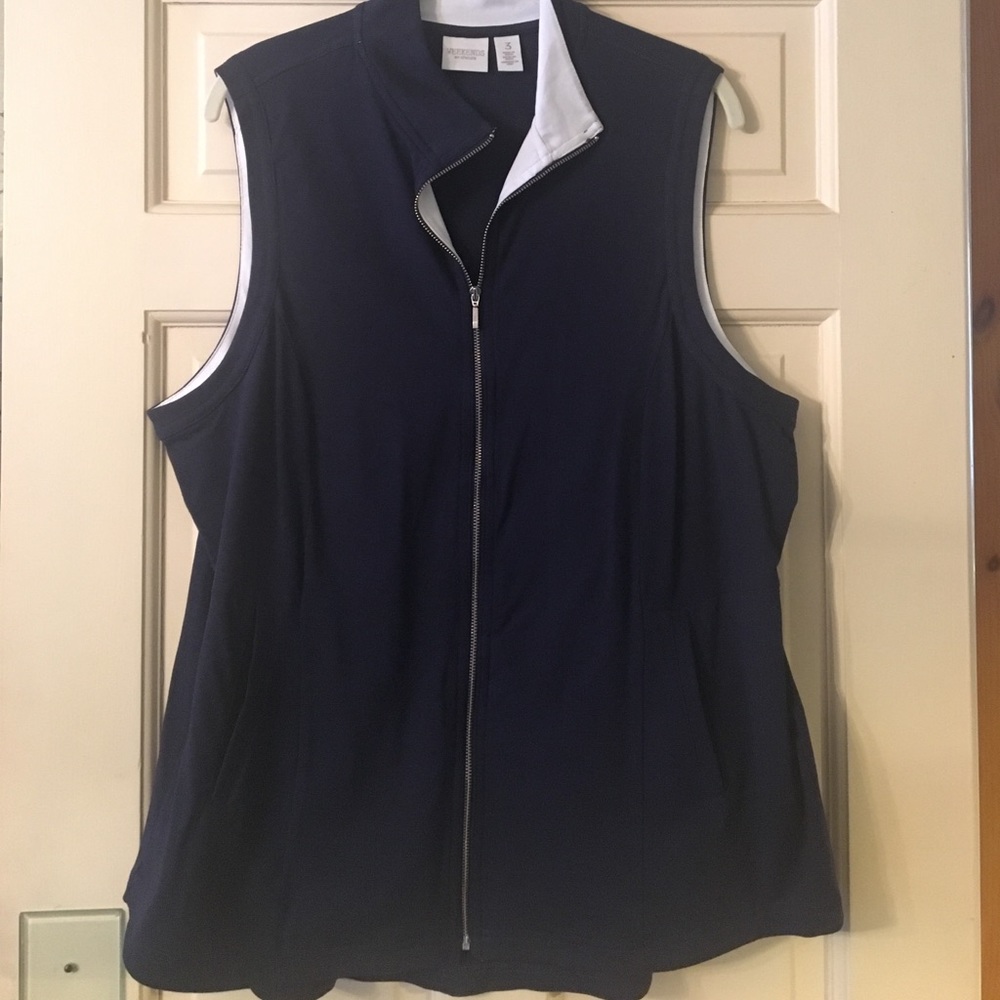 NWOT Chico's Sz 3 Navy Cotton Vest