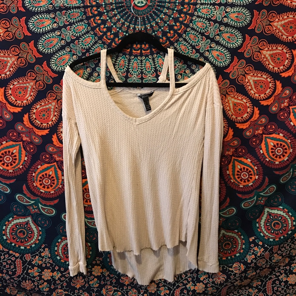 Blush cold-shoulder sweater