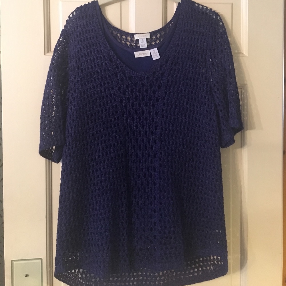 NWOT Chico's Sz 3 Purple Knit Top w/ Shell