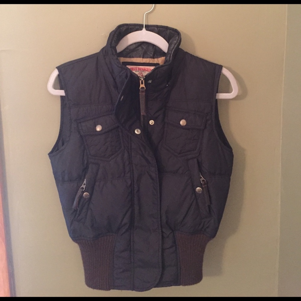 True Religion Black & Brown Puffer Vest