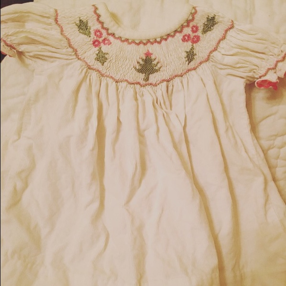 Smocked baby Christmas tree dress