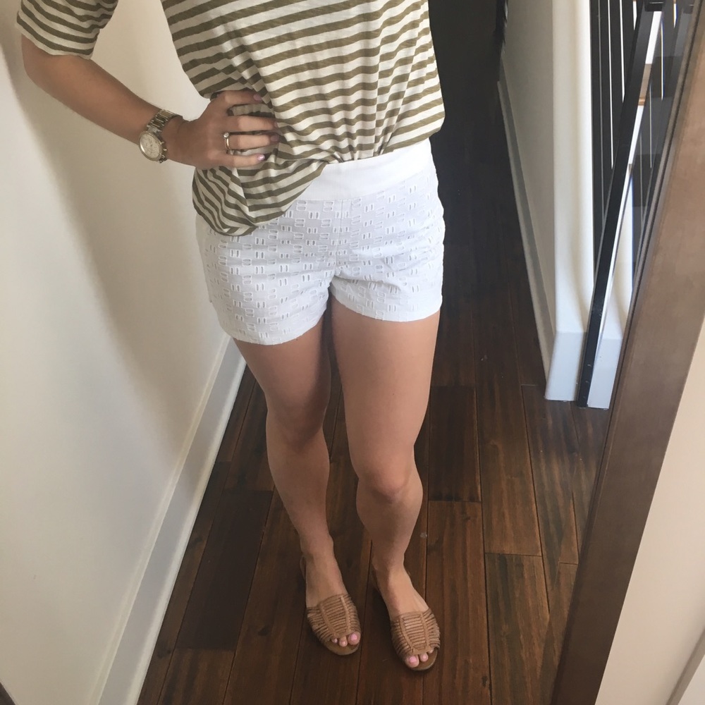 High waisted white shorts