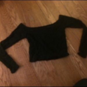 Black off the shoulder lace crop top
