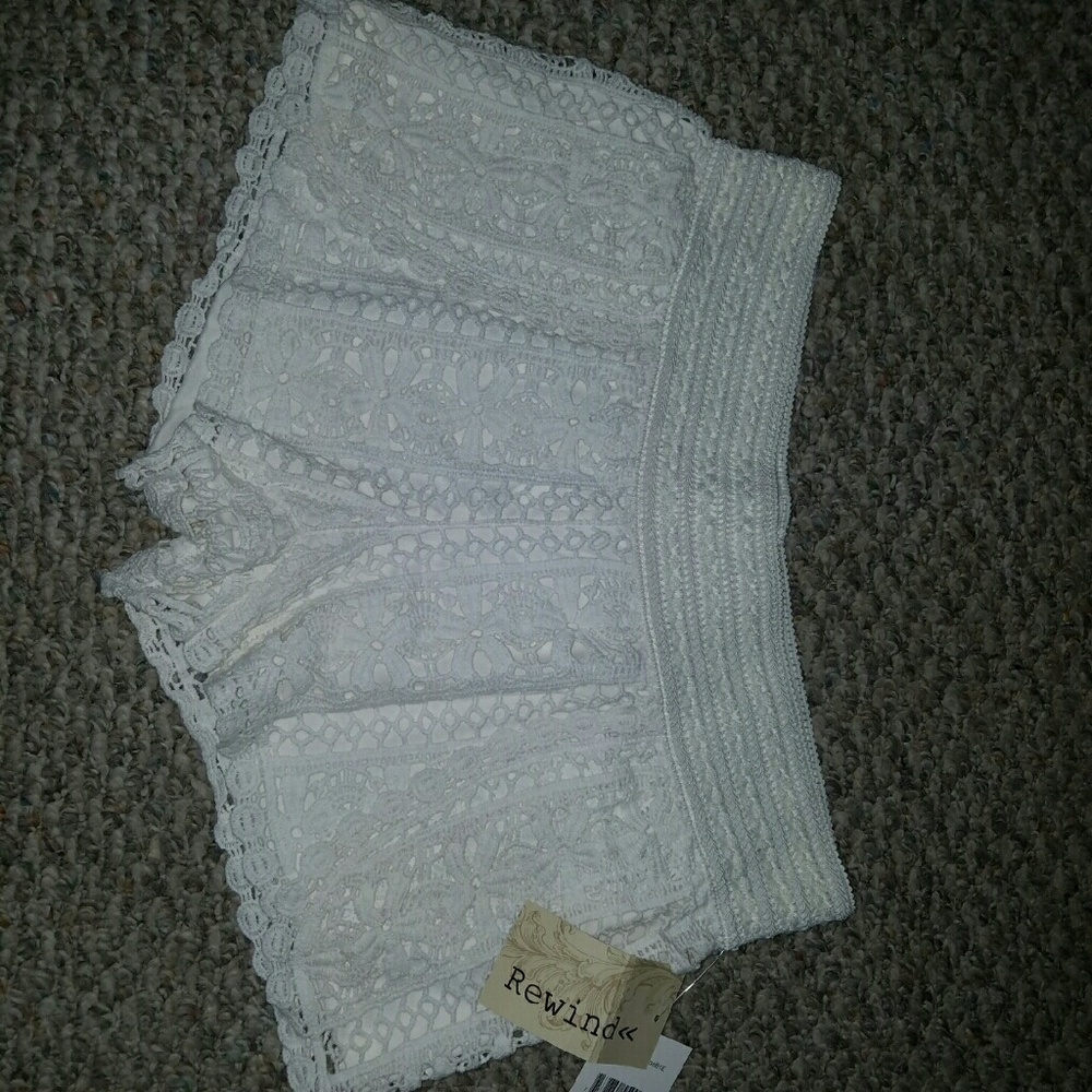 White lace shorts