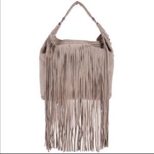 Sondra Roberts genuine leather suede fringe hobo