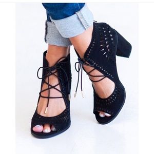 Laser Cut up Lace Heels