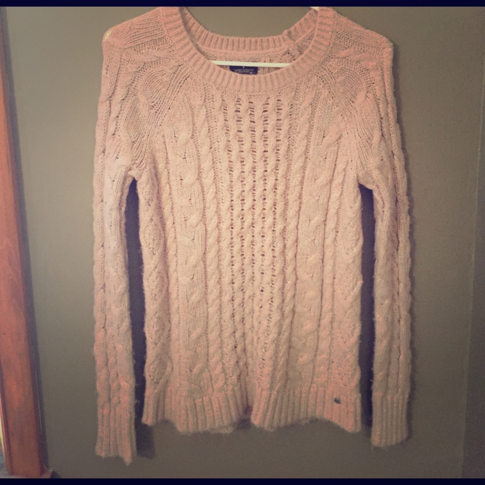 Shimmery cable knit sweater