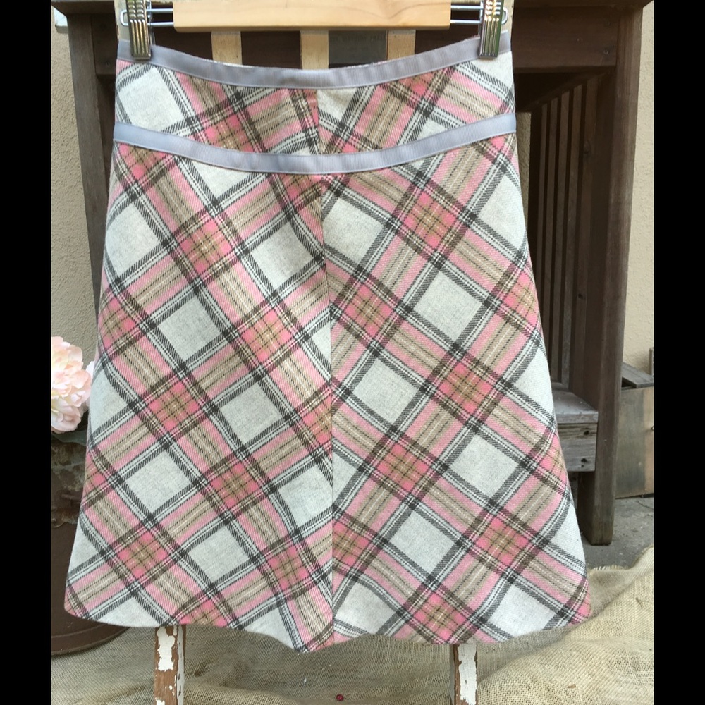 WOOL Plaid A-Line Midi Skirt