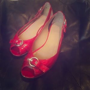 Stuart Weitzman red patent flats