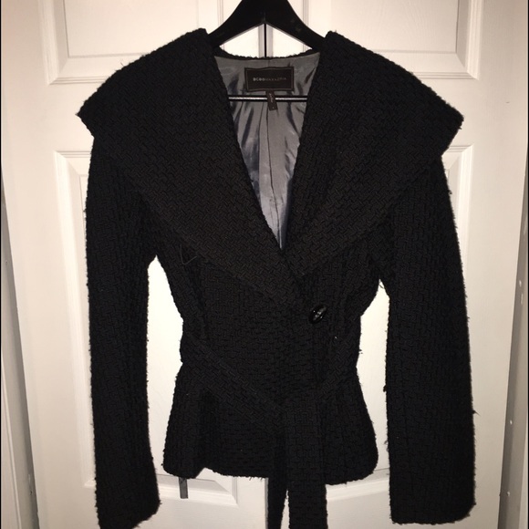 BCBGmaxazria Wrap Wool Coat with Oversized Hood - Picture 1 of 3