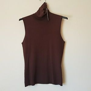 Sleeveless Dark Brown Turtleneck