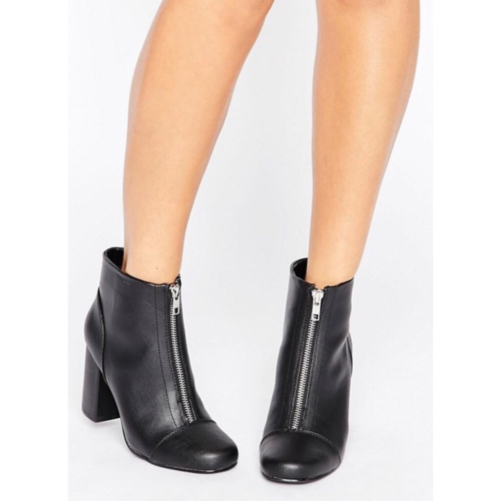 ASOS Silver Front Zipper Black Boot