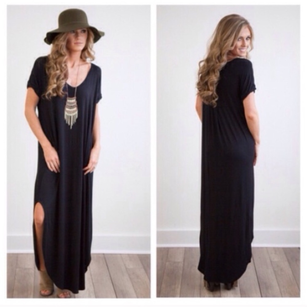 ❣️RESTOCK❣️ Gray Side Slit Oversized Pockets Maxi - Picture 2 of 3