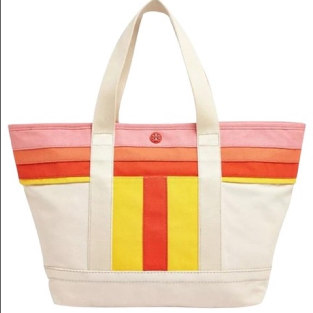 Tory Burch T-Stripe Canvas Tote