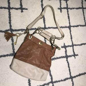 Neutral tone leather Fossil cross body bag