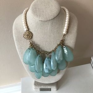 Turquoise and pearl statement necklace