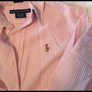Ralph Lauren pink stripe oxford shirt