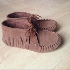 Suede fringe moccasins