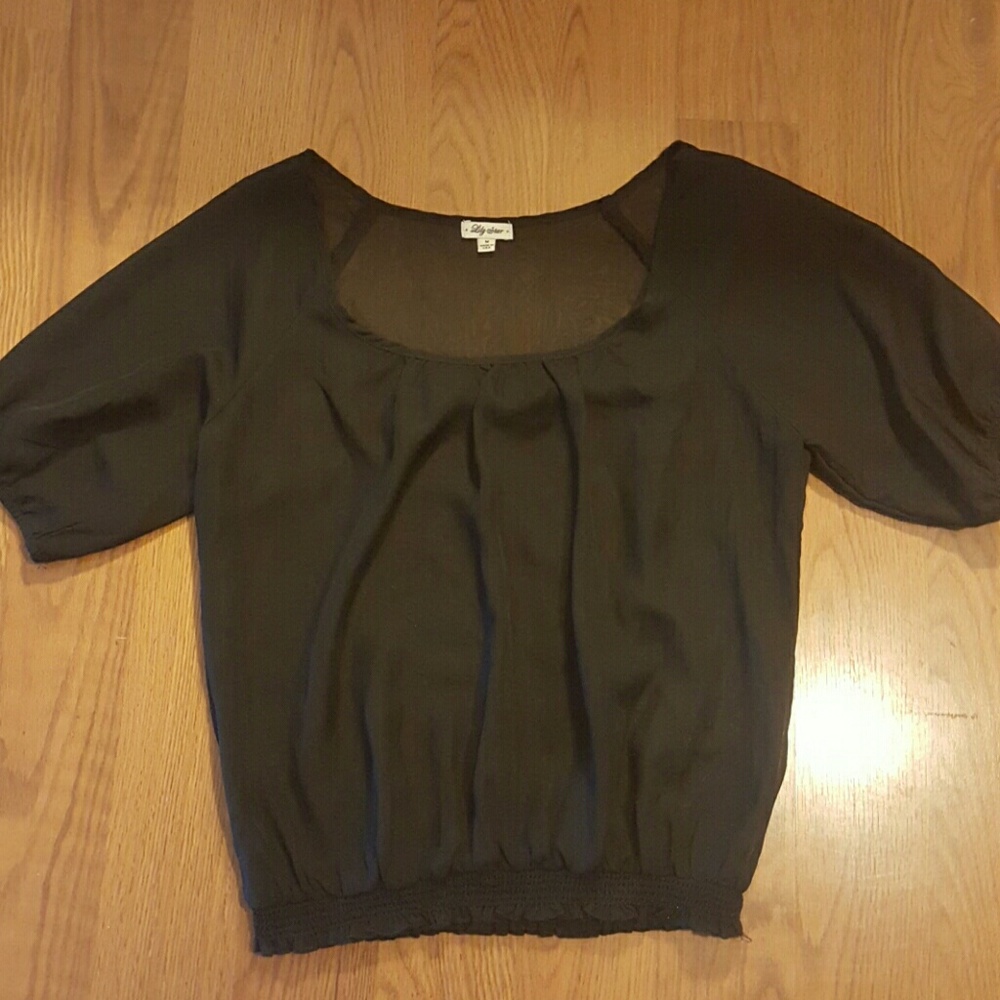 NWOT Sheer Black Top