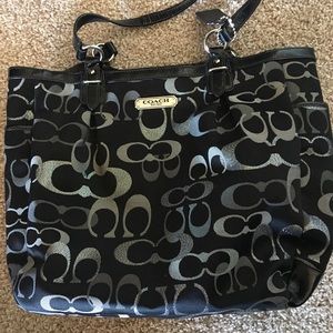 Black and Silver Coach Signature Bag