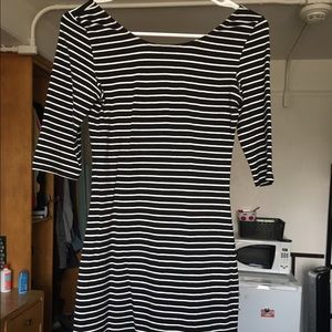 black and white striped tight fitting dress