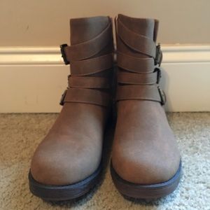 Brown combat boots