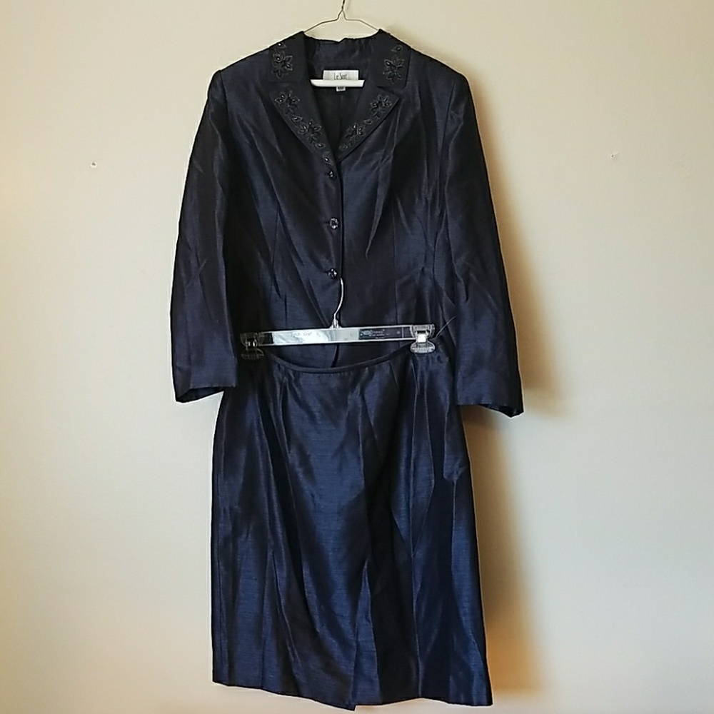 Le Suit Petite Blazer and Matching Skirt