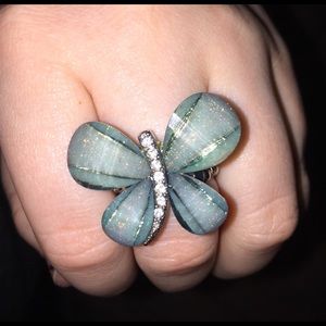 Blue butterfly ring