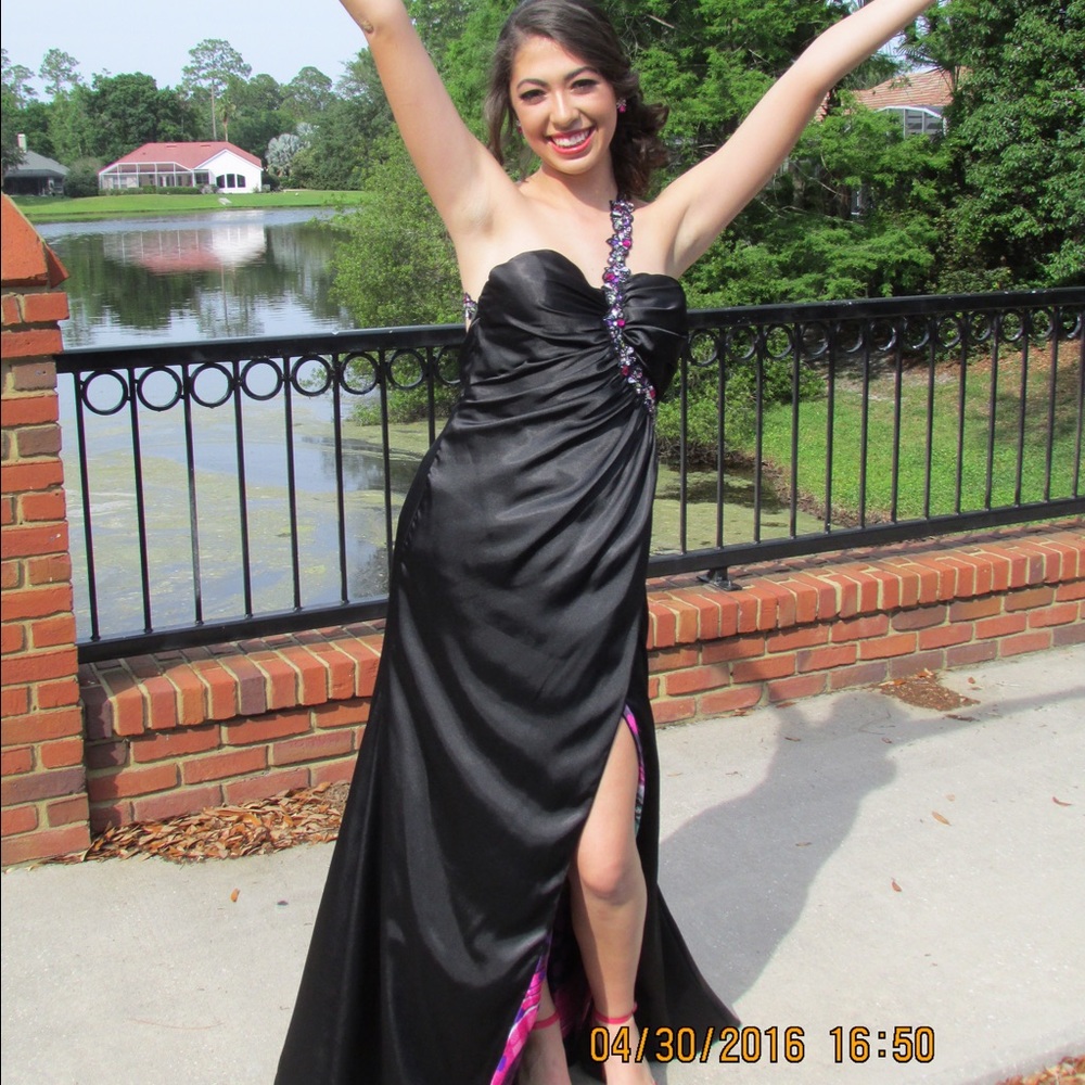 Black Prom Dress With Color Accents