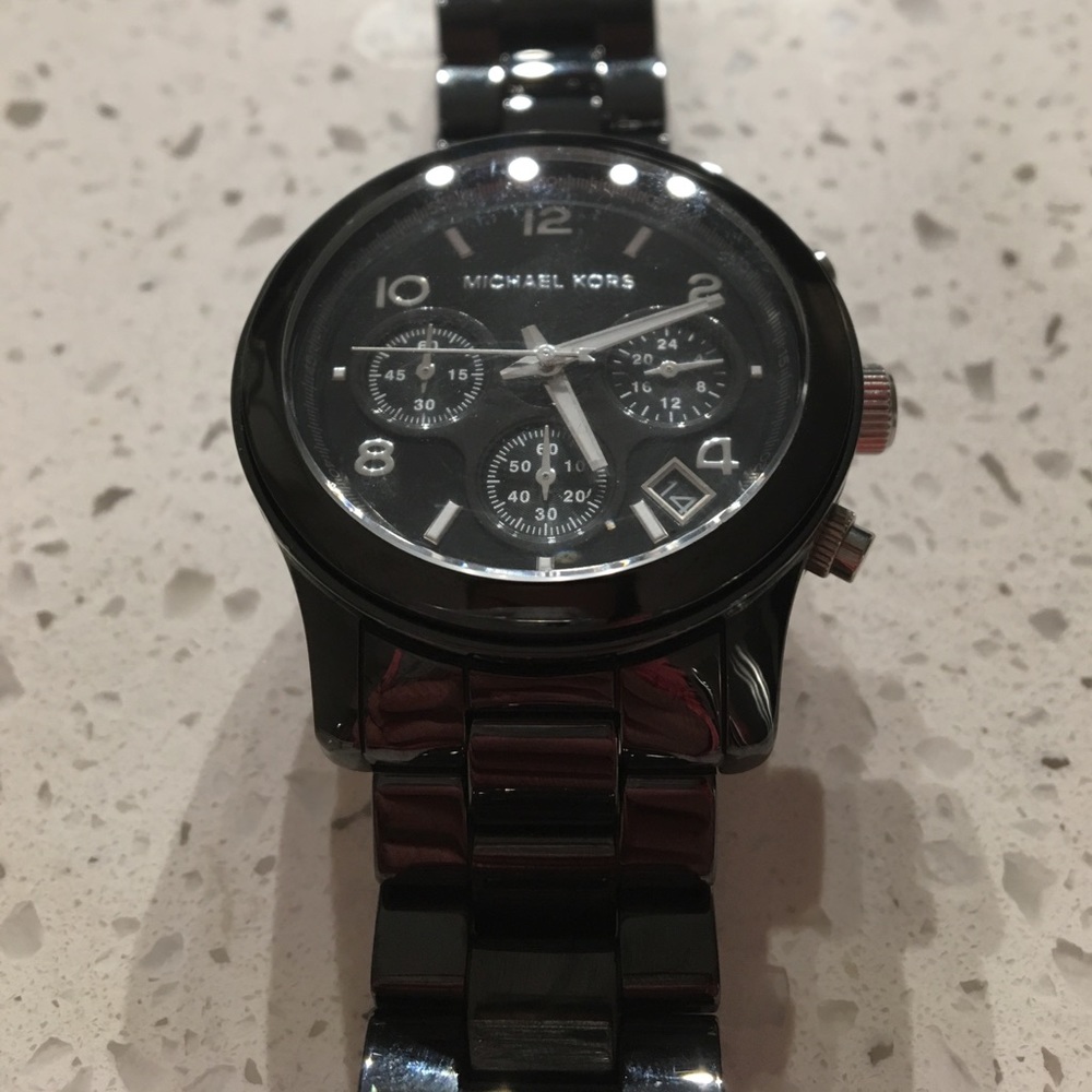 Michael Kors Black Cheramic Watch - Picture 2 of 6