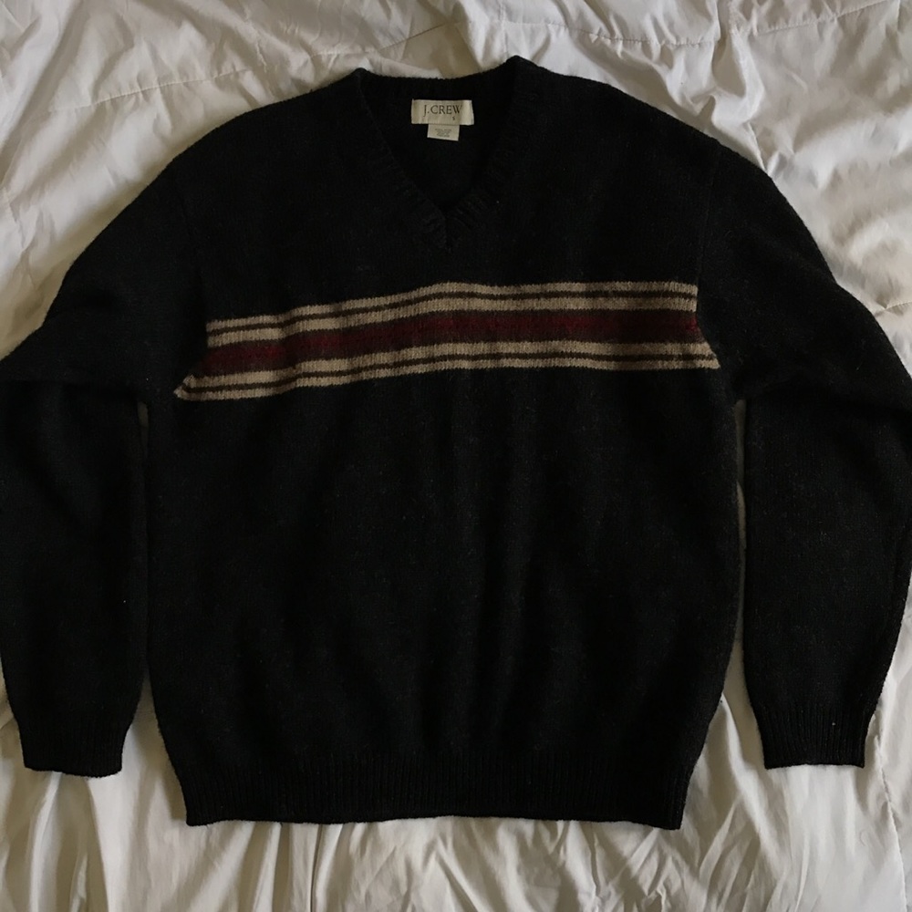 j. crew shetland wool vneck sweater .