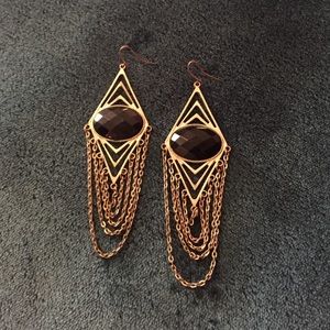 Black & Gold Chain Dangly Earrings