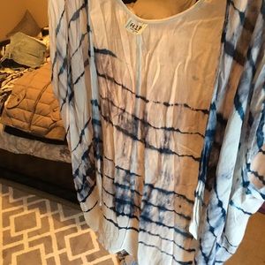 Blue and white tie dye kimono