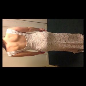 White and Tan Prom Dress